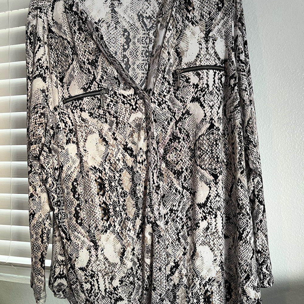 INC International Concepts Monochrome Snake Print Button Down Shirt